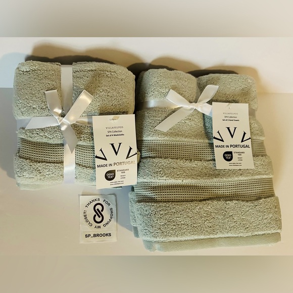 🎁VILLAFELPOS Spa Collection - Hand & Wash Towel Set - 6 Pieces - Portugal Green - Picture 1 of 2